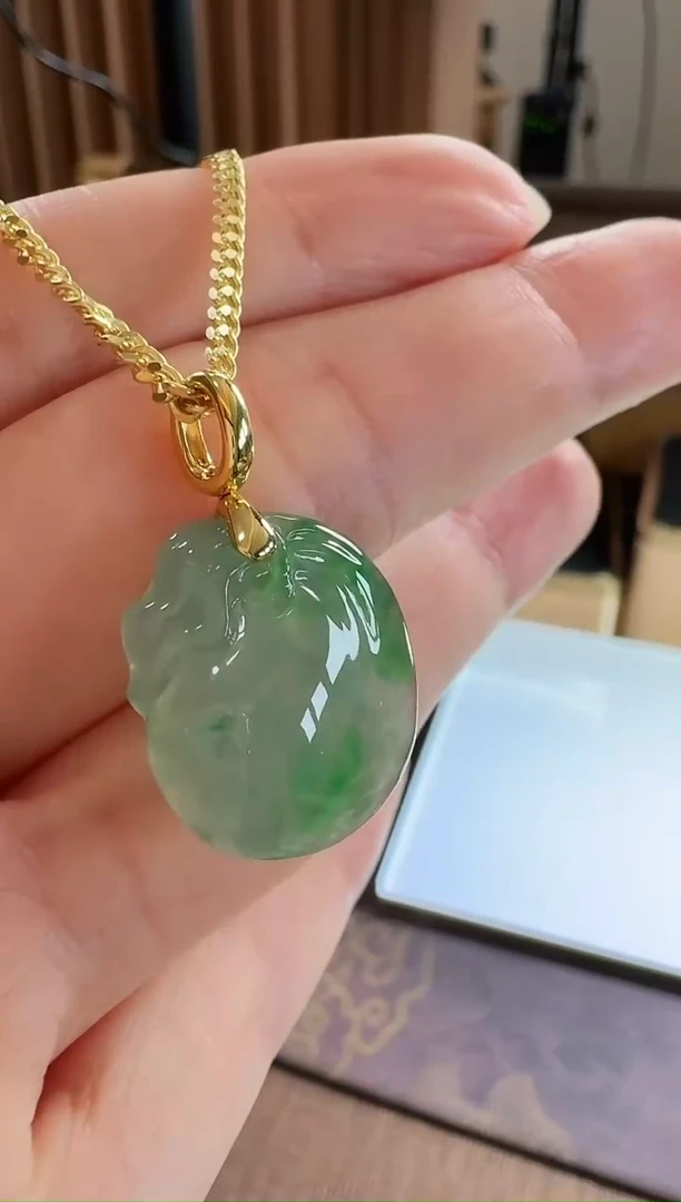 吊坠(不含链)18K金镶嵌翡翠吊坠