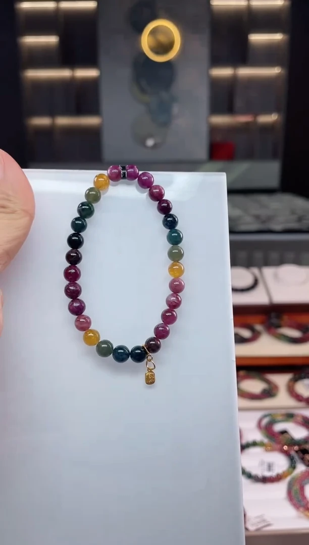 未镶嵌老矿碧玺单圈手串6mm+碧玺（多样性发一条）Q