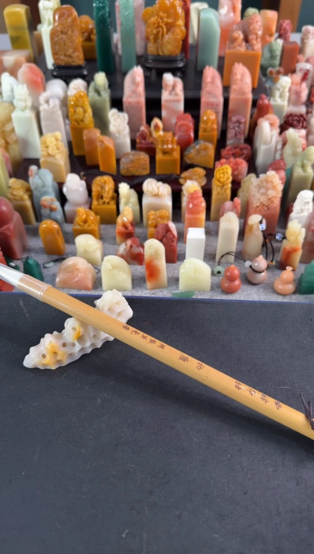 老挝石印石编号编号8580两件套兼毫毛笔