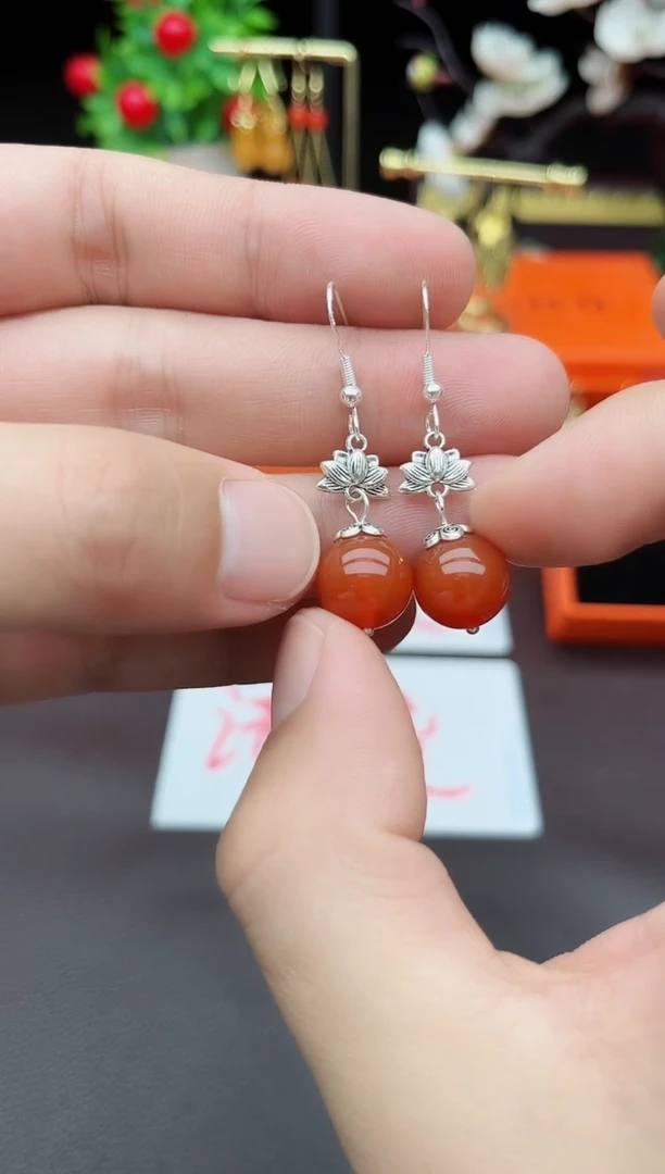 玛瑙/玉髓耳饰银S925镶嵌718000
