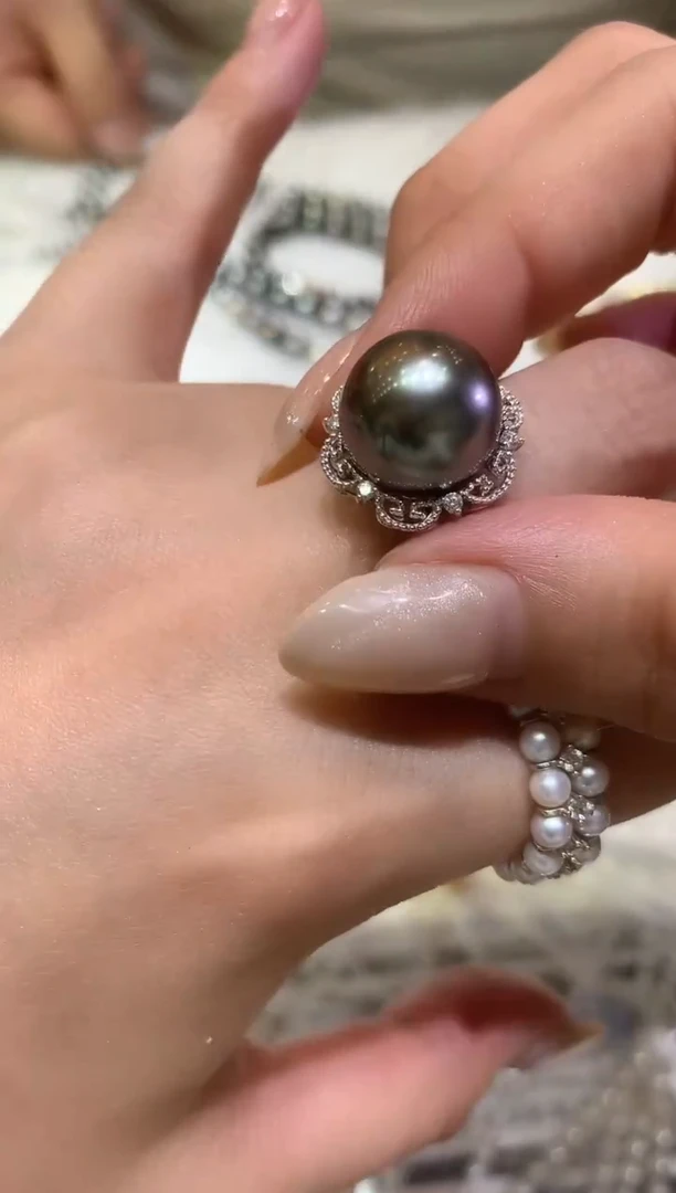 18K金镶嵌戒指海水珍珠A341|11800