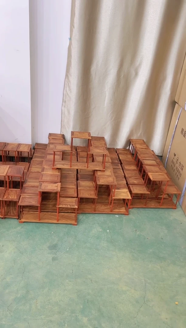 【闪购商品】刺猬紫檀（非洲黄花梨）中高两低博古架1个