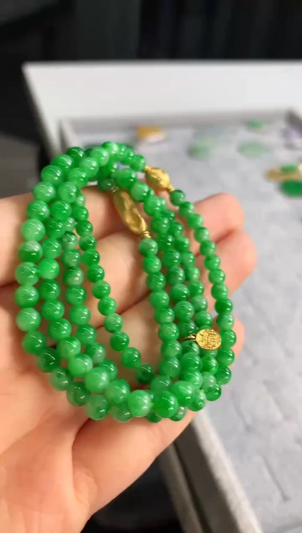 【闪购商品】翡翠颈饰18K金镶嵌珠串