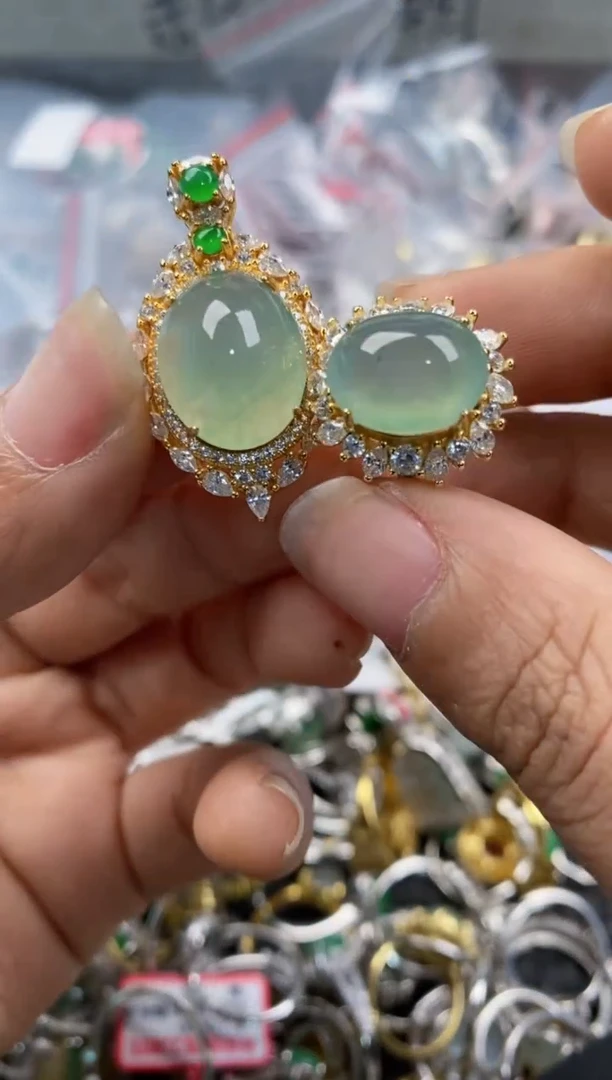 银S925镶嵌戒指翡翠77--3