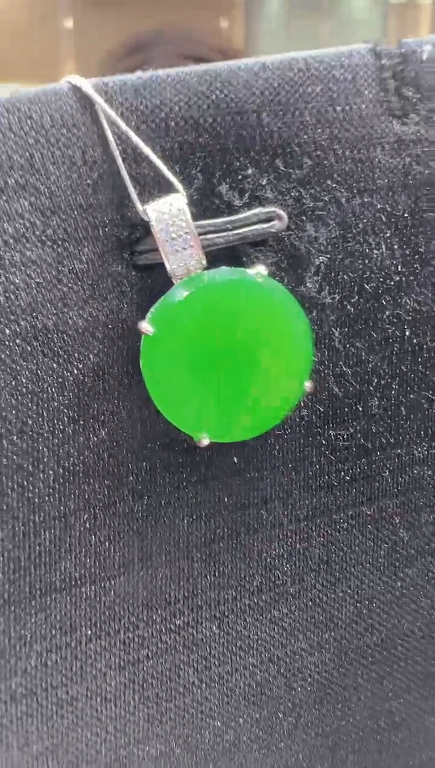 吊坠(不含链)银S925镶嵌翡翠天然A货翡翠多样性发一