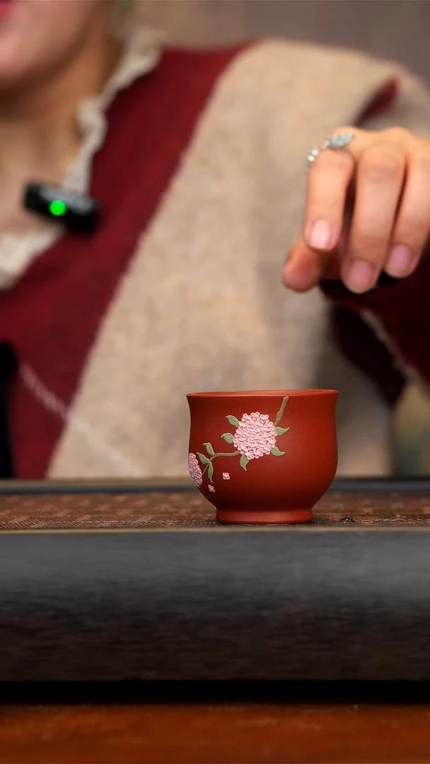 【闪购商品】紫砂茶壶红泥绣球花杯