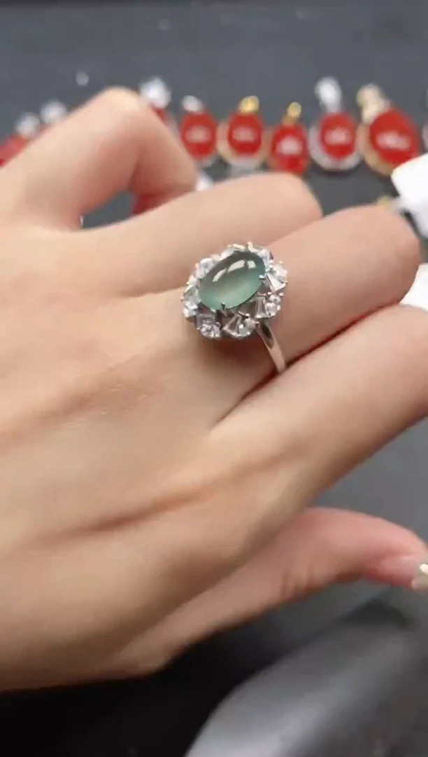 银S925镶嵌戒指翡翠51151