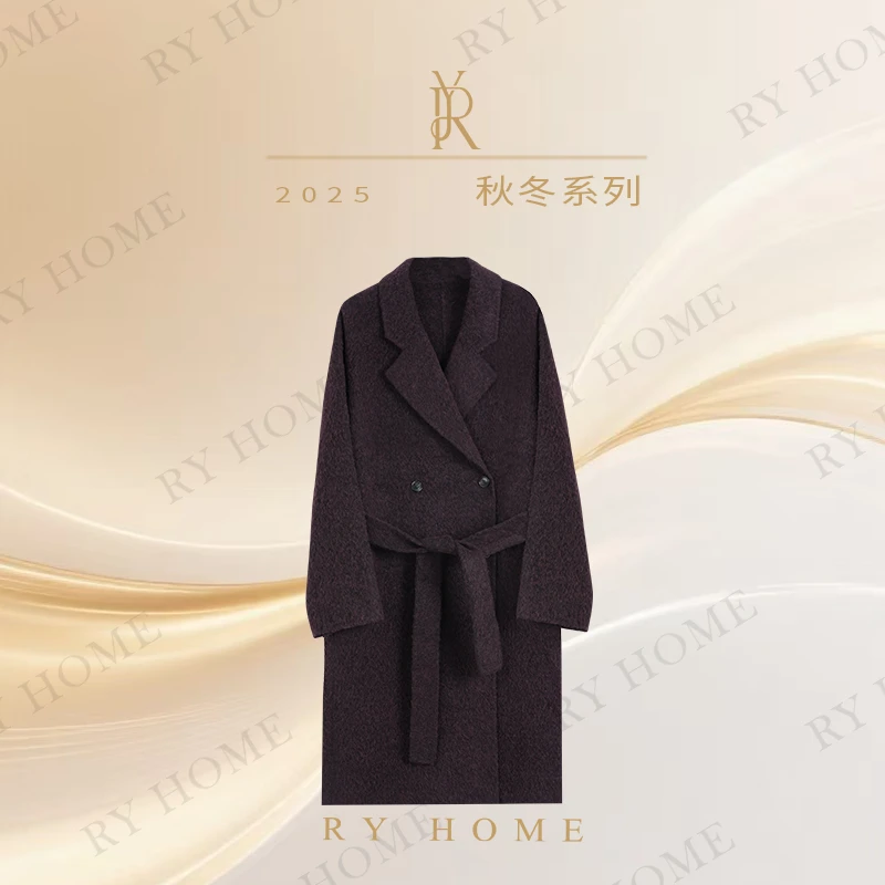 【容雨RYHOME】羊驼毛＋绵羊毛慵懒风长款大衣外套253W2349