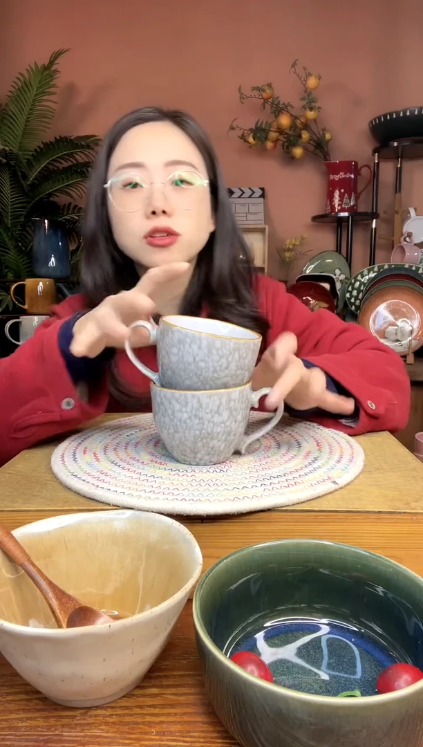 陶瓷300毫升 大理石纹水杯 2件  微瑕