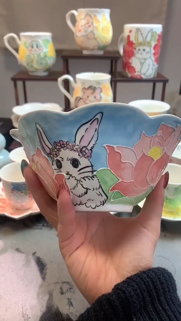 一味*手绘*荷花兔