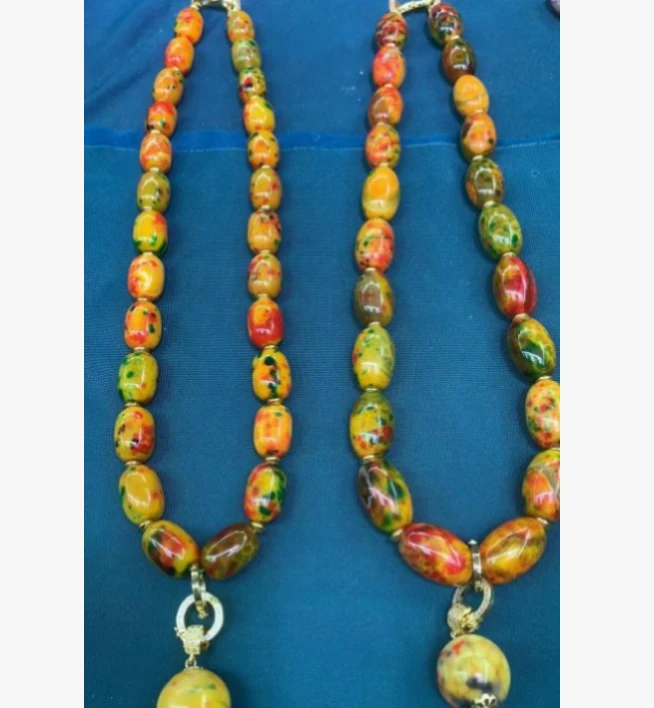 S7163【福嘟嘟】千草灵碧健妄石桶珠玛瑙项链-多样性只发一