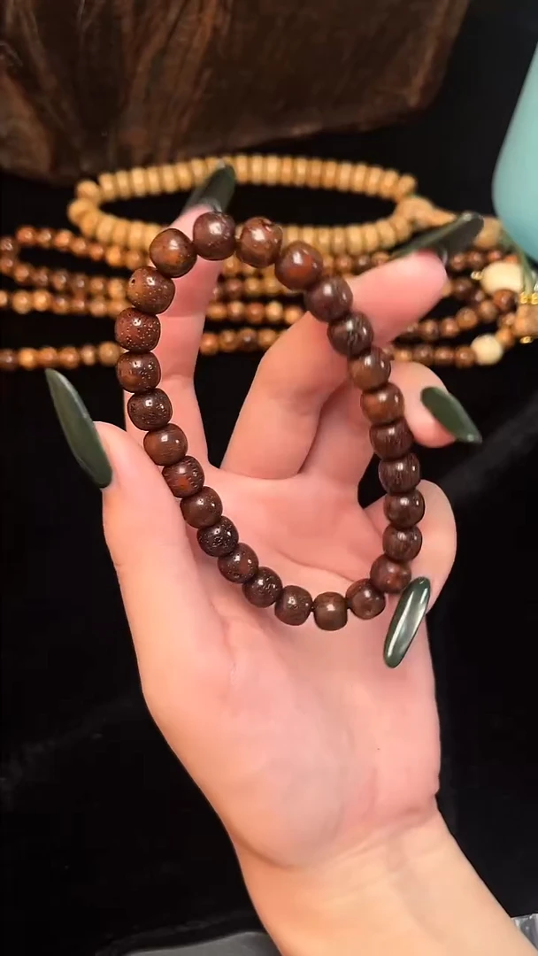 手串星月菩提精工级中珀桶珠银标手串