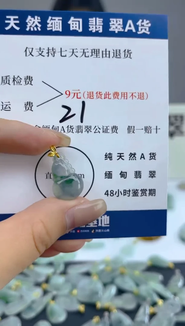 颈饰18K金镶嵌翡翠天然A货翡翠  21