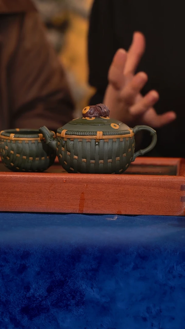 紫砂 宜兴紫砂 ZY竹编套组  绿