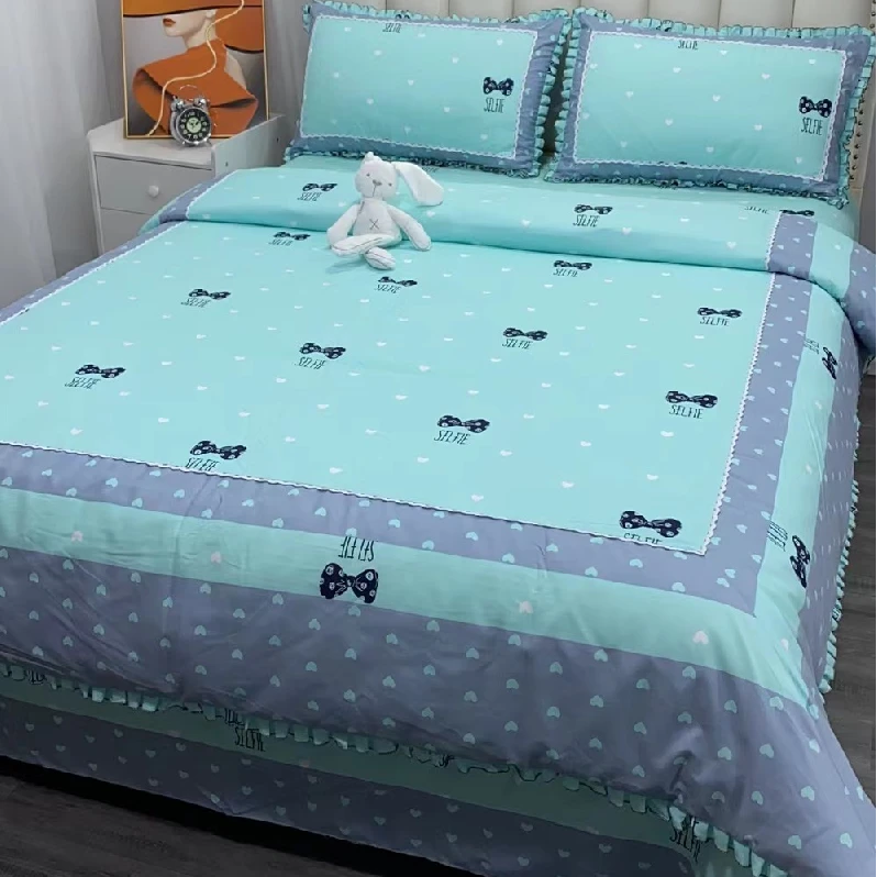 【福利】韩式小清新印花被套加厚亲肤简约四件套床单被罩床上用品