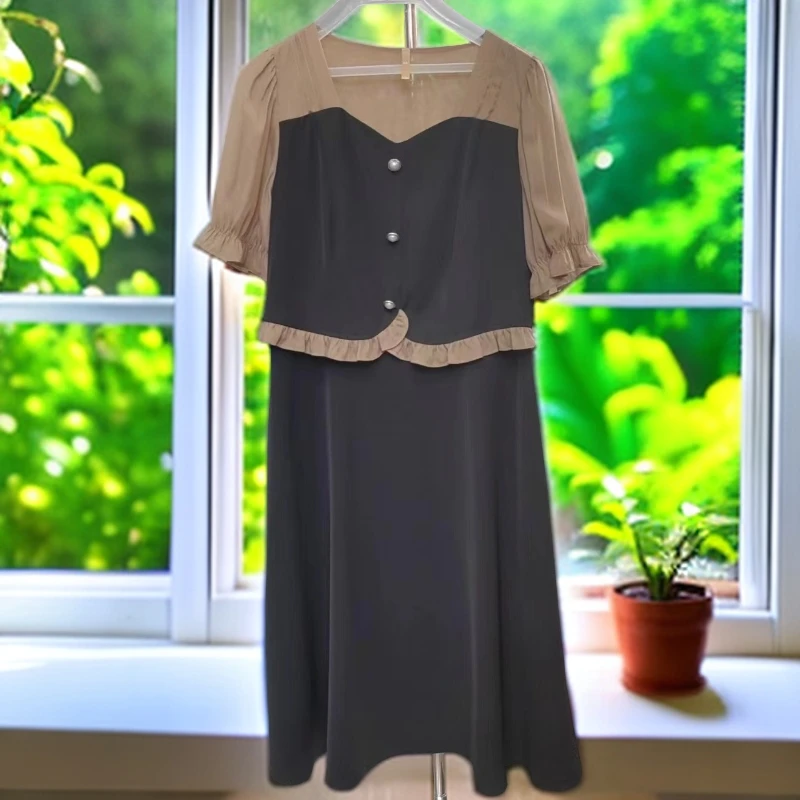 A019#【木兮兮专属】2025年夏季新款女气质显瘦中长款连衣裙 女