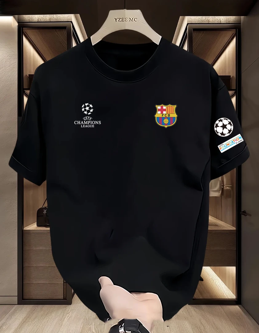 2025欧冠版圆领短袖T恤男女同款简约时尚百搭