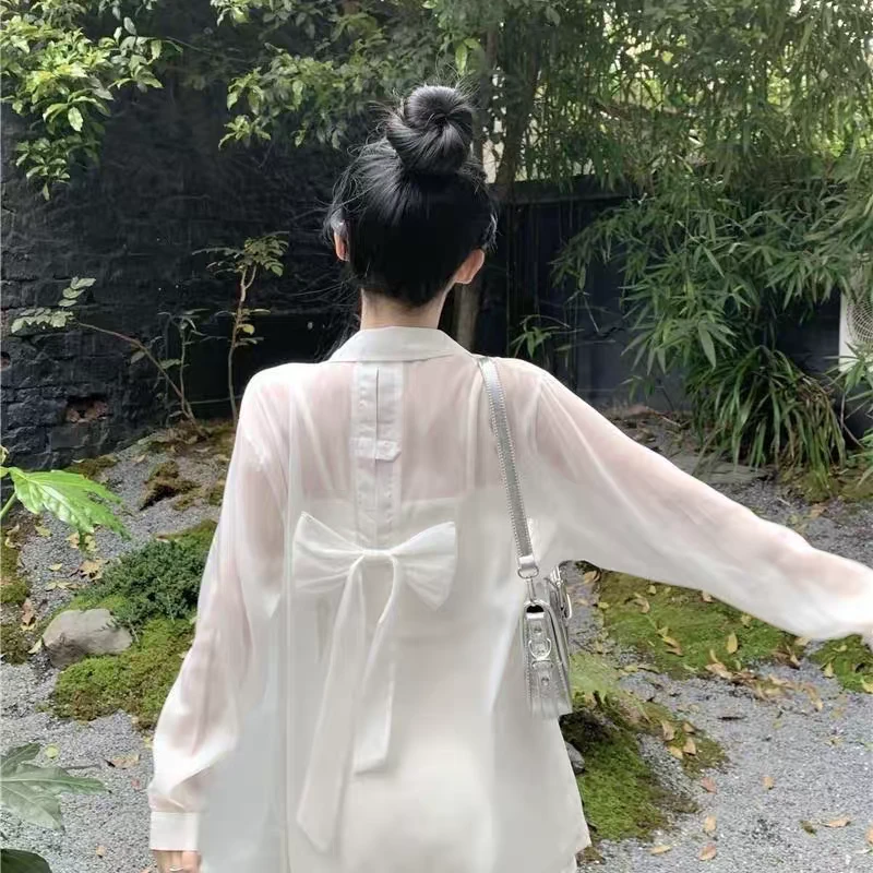 610 d-08 褶皱蝴蝶结防晒衬衫 衣长≈80cm 99