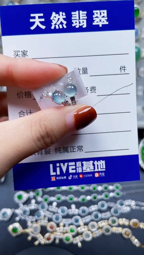 翡翠银S925镶嵌耳饰150