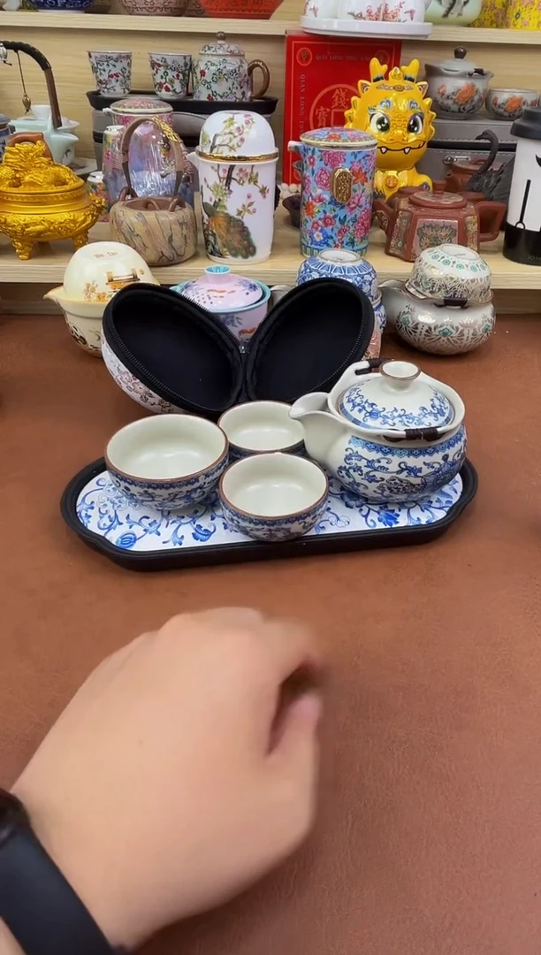 陶瓷茶具摆件旅行套组