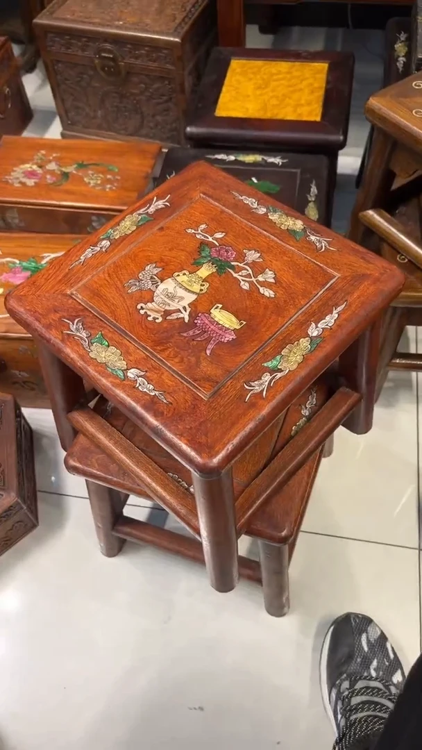 【闪购商品】木螺钿 花瓶富贵凳