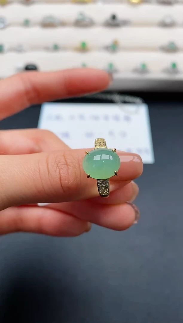 银S925镶嵌戒指翡翠2222222+2