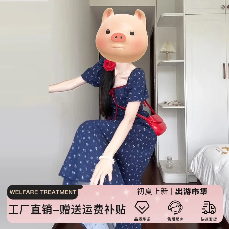 4733法式温柔风波点连衣裙子女2025新款夏季小个子绝美长裙高级感