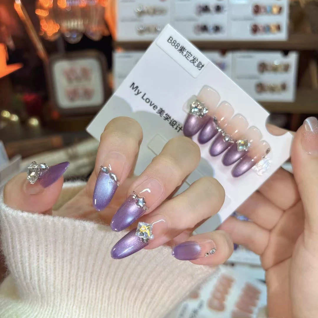 B88【紫定发财】新年款纯手工秋冬显白气质穿戴甲