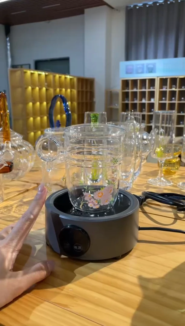 手工艺品玻璃指环绿茶杯桃花