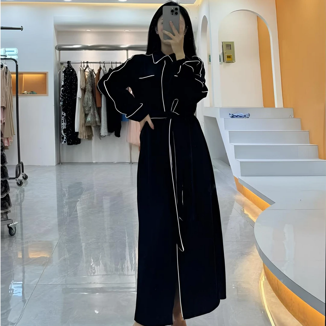 ［依易原创］外贸原单气质冷淡风黑色衬衫裙D0104