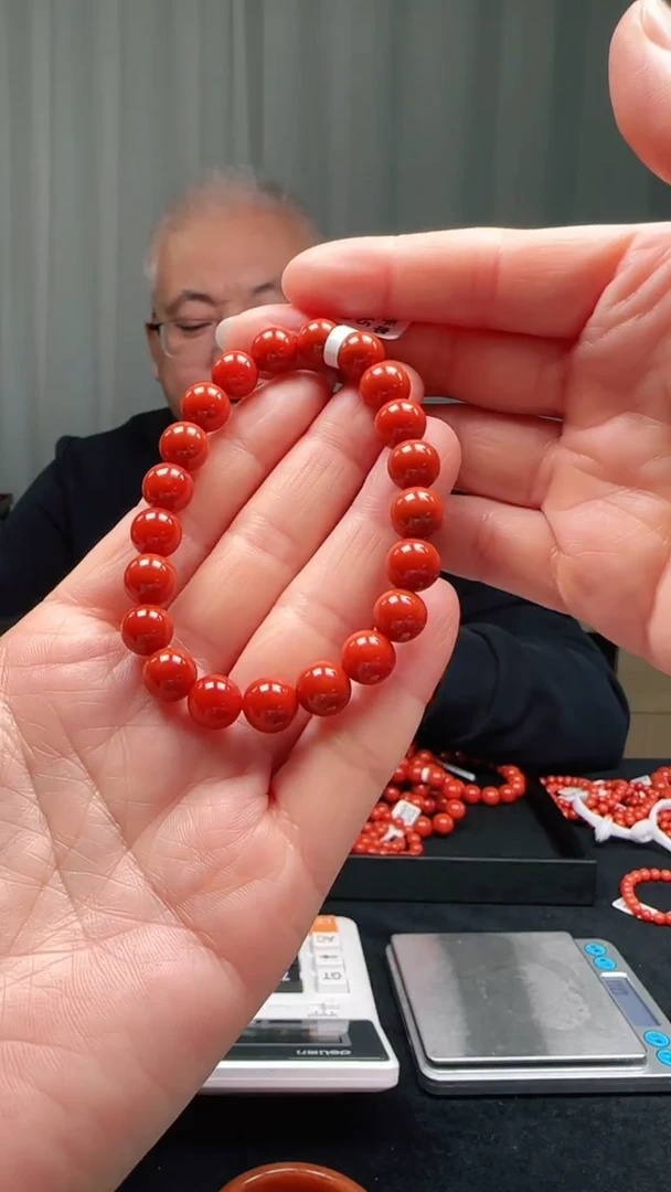 未镶嵌多样性发一件南红玛瑙【云端】柿锦红9mm保山圆珠单圈