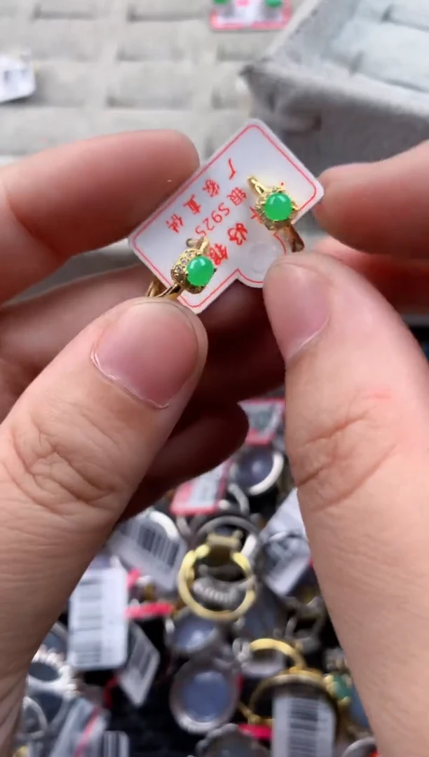 银S925镶嵌戒指翡翠1010---5