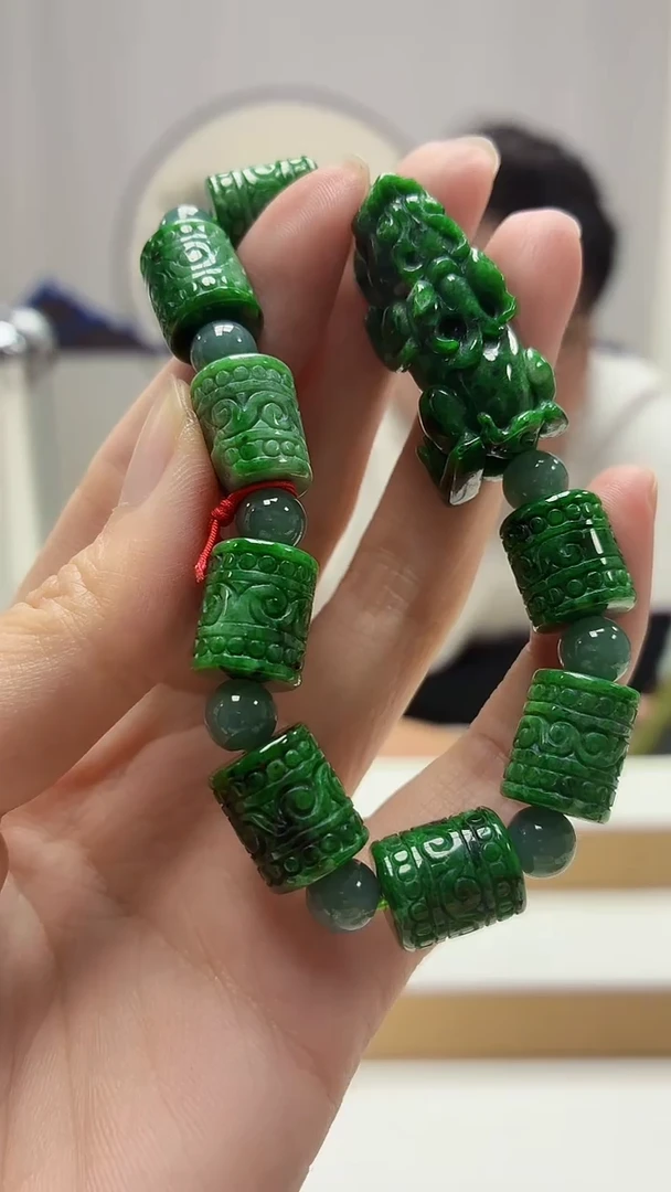 未镶嵌定制翡翠5060zm-毛货手串67