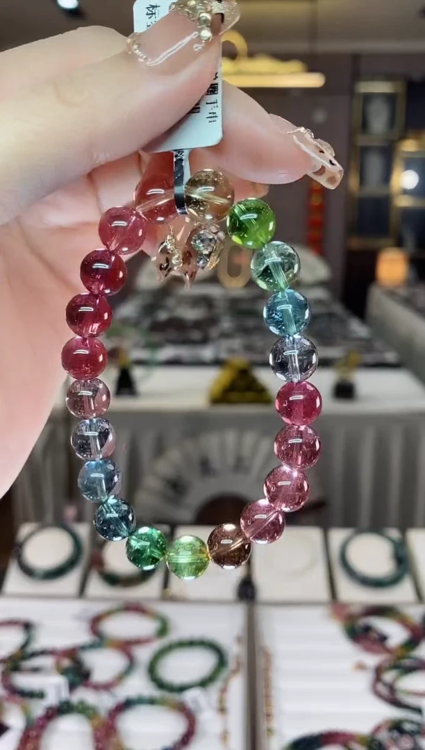 【闪购商品】碧玺收藏级单圈手串9mm+未镶嵌一物一证dan