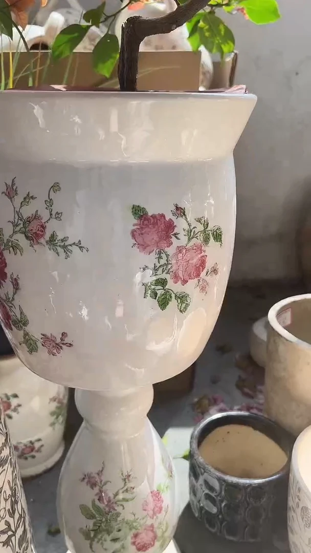 【闪购商品】陶瓷微瑕花盆高18.5cm内口19.5cm