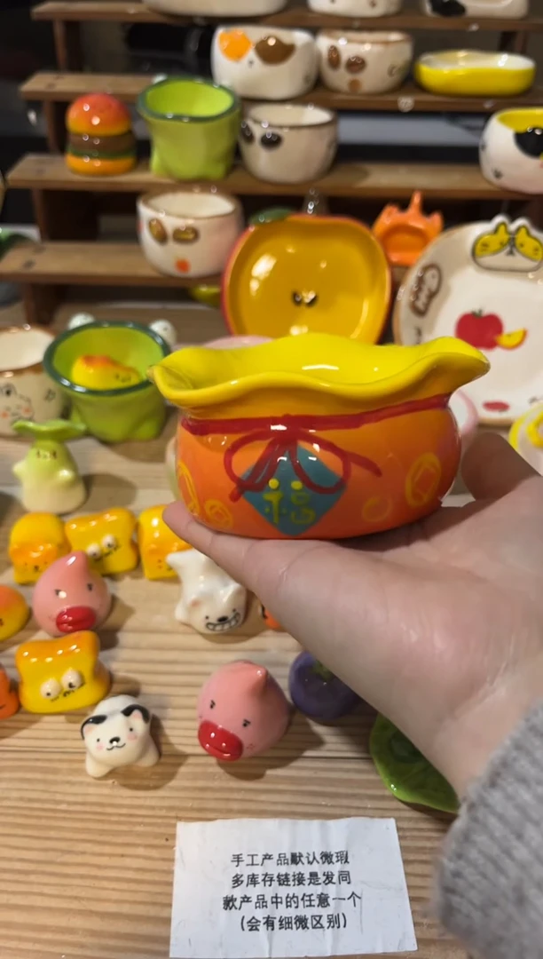 164手绘釉下彩微瑕陶瓷