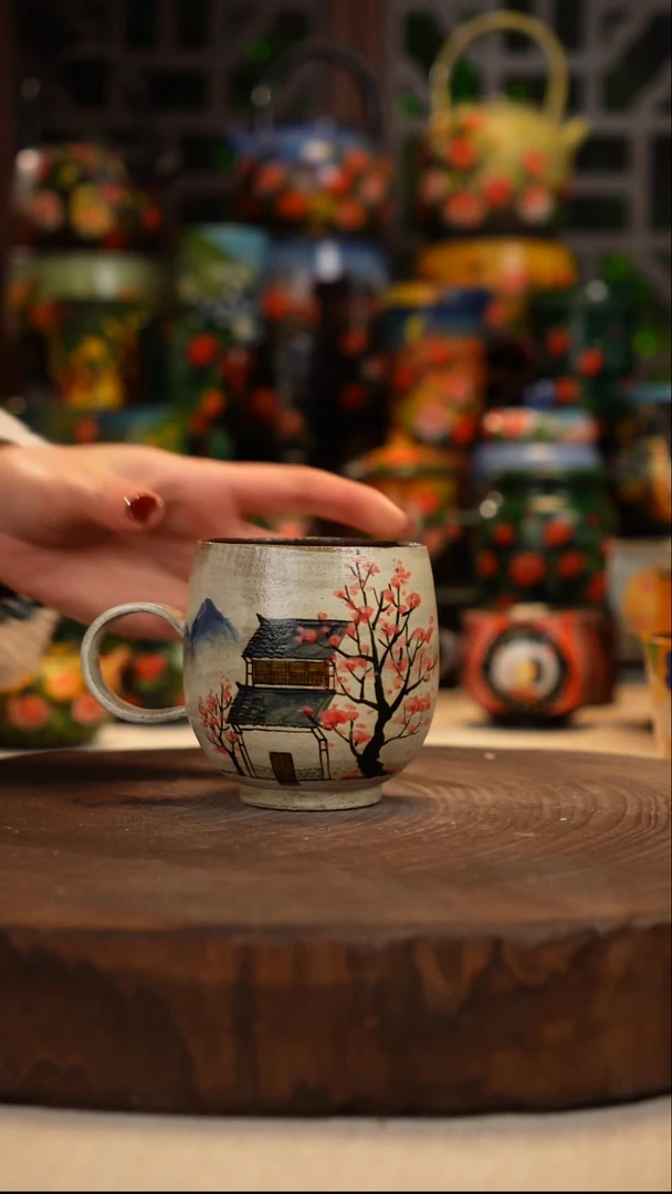 紫砂油画手绘釉下彩