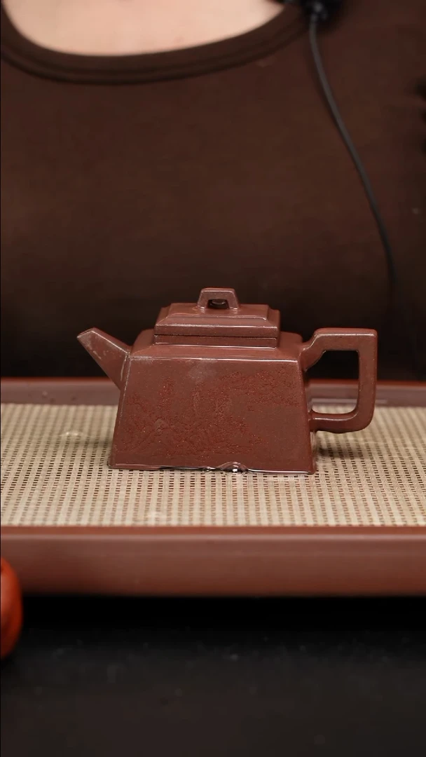 【闪购商品】紫砂茶壶全手工底曹清四方壶刻绘