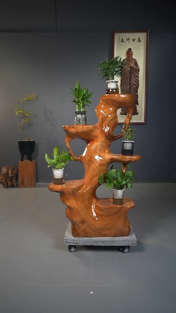 香樟木提*根雕花架