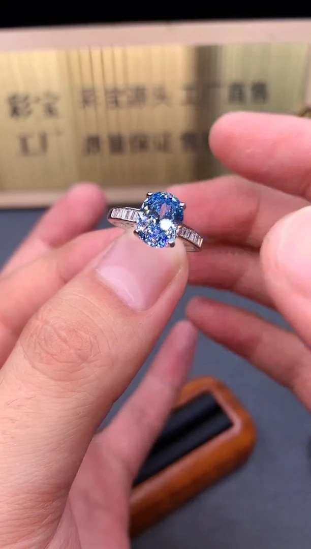海蓝宝石戒指银S925镶嵌5633