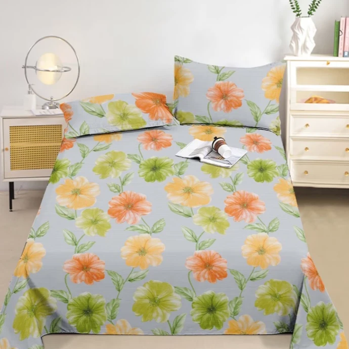 【F浪漫风情-灰】豪华软竹棉加厚透气床单尺寸200*245±5厘米