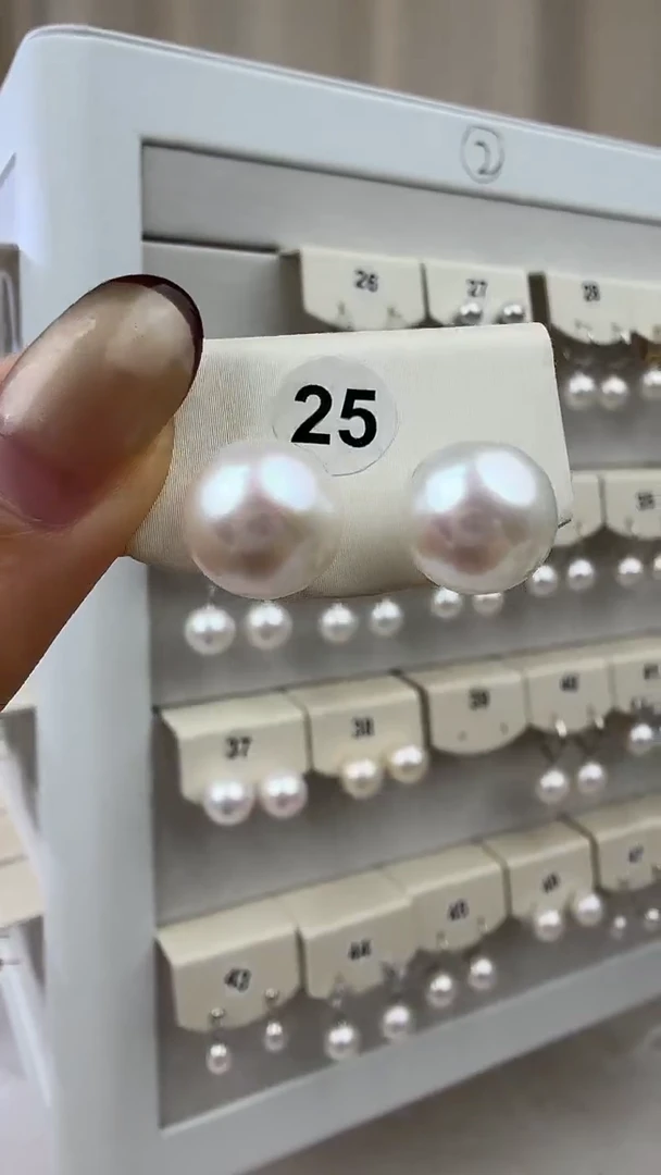 银S925镶嵌耳饰淡水珍珠11-12mm是的