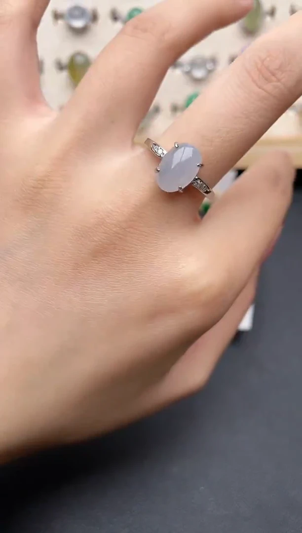 【闪购商品】翡翠戒指银S925镶嵌一物一证一礼盒