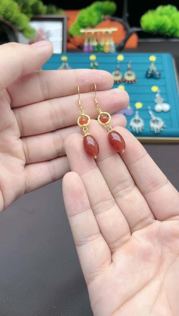 【闪购商品】南红玛瑙耳饰银S925镶嵌525000