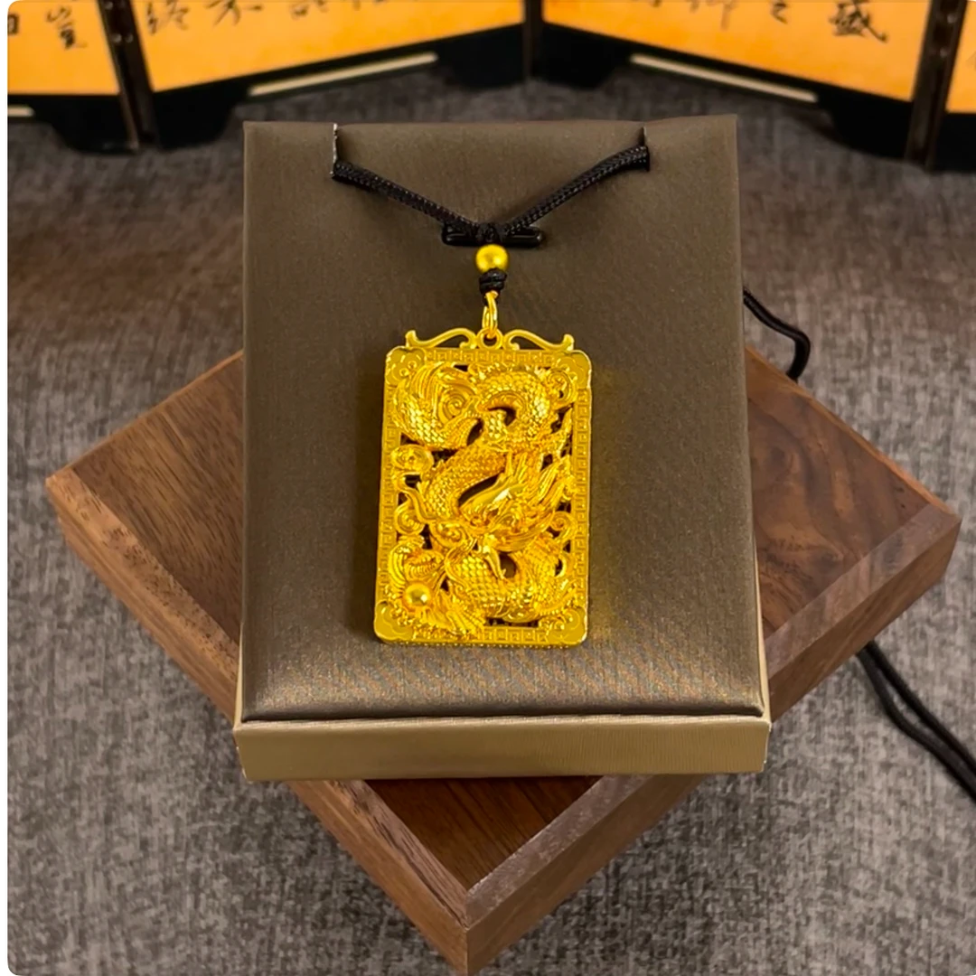 铜合金亚克力吊坠 龙牌吊坠男士方牌挂坠霸气百搭祥云生肖