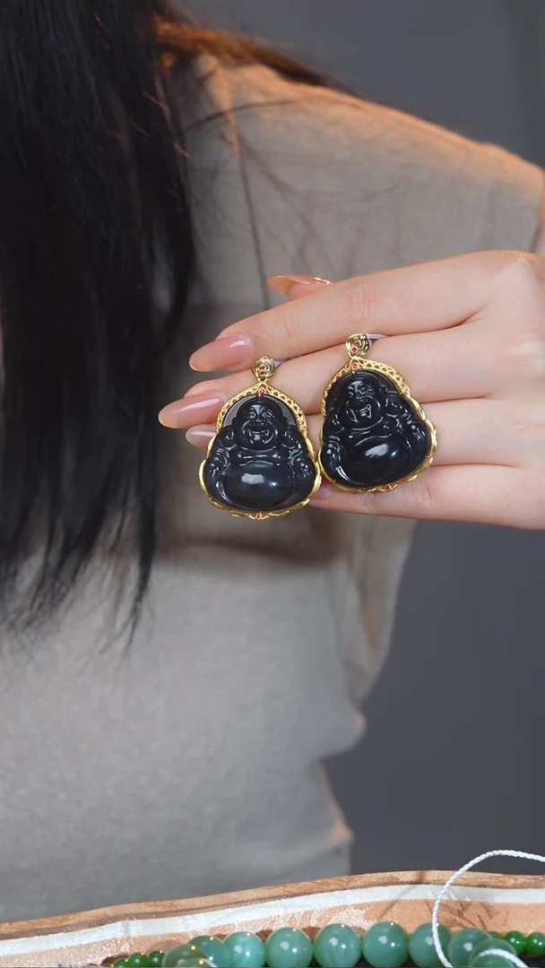 和田玉18K金镶嵌吊坠(不含链)（多样性发一）@@I0163