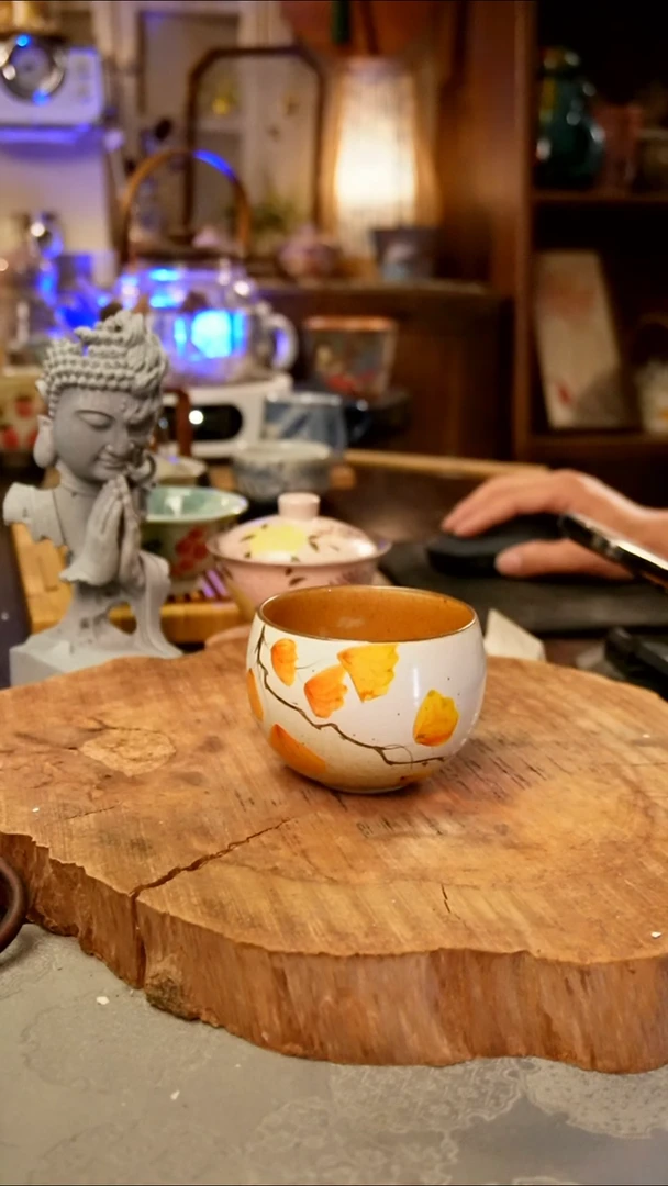 杯子银杏叶手工手绘手工手绘