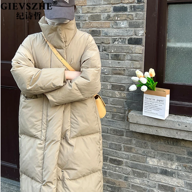 纪诗哲设计感长款羽绒服女2025冬季新款小众90白鸭绒时尚洋气外套