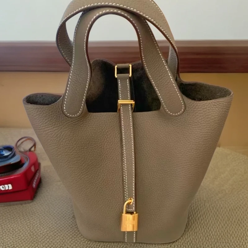 99新 Hermes/爱马仕 HZ爱马仕菜篮子22大象灰金扣Y刻手提