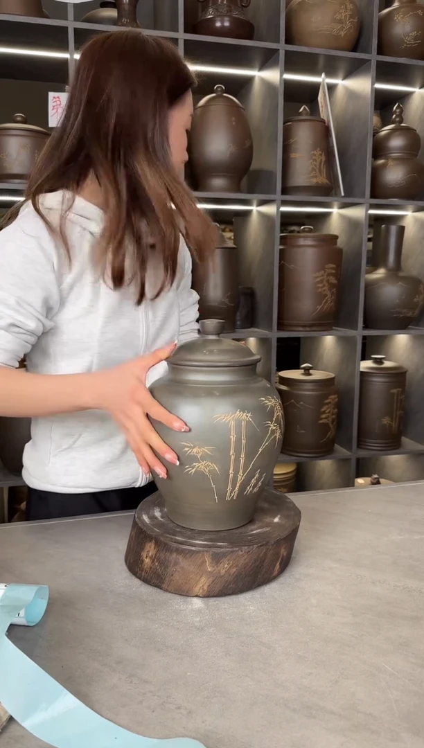 【闪购商品】罐本陶手作坭兴陶1.5斤装将军罐手工痕迹